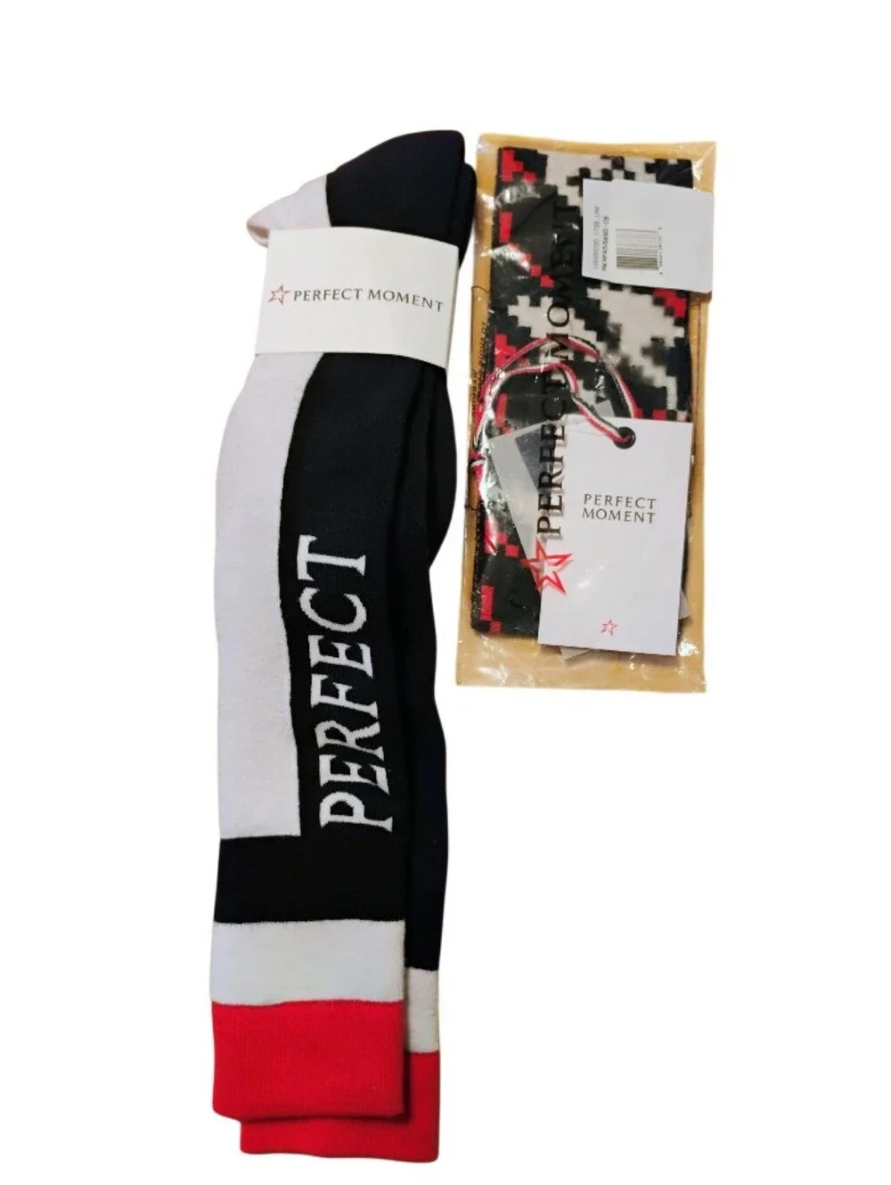 Perfect Moment Set Red, White & Black Patterned Headband, With Socks
